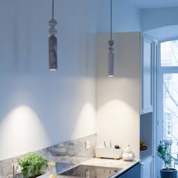 Handmade Concrete Cylinder Pendant Light With Sphere Accent - thumbnail 2