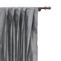 Pearl Silver Art Silk Curtain Panels, Faux Curtains - Rod Pocket, Grommet, Box Pleat, Three Pinch Tab Top & Plain Ring Top - thumbnail 1