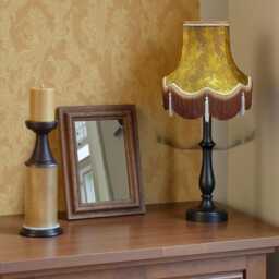 Gold Paisley Print Fabric Lampshade Handmade in The UK For Table & Floor Standard Lamp Shades, Ceiling Lights, Clip On Wall Lights - thumbnail 3
