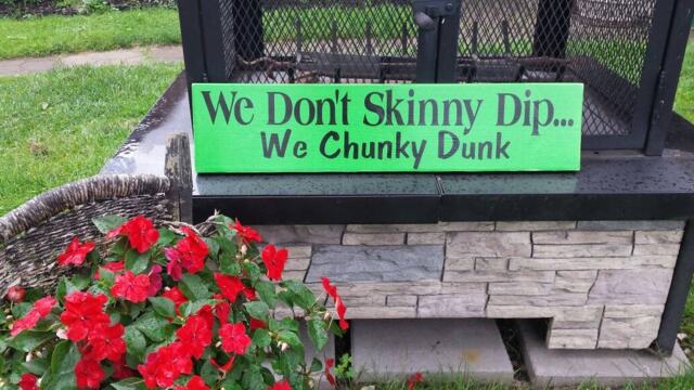 We Don't Skinny Dip Chunky Dunk Wood Sign Summer Distressed Wall Hanging Funny Decor Pool House - image 1