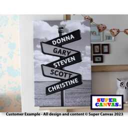 Personalised Family Sign Post Framed Canvas Print Wall Art Street Dad Husband Grandad Fathers Day Birthday Present Gift For Him - thumbnail 3