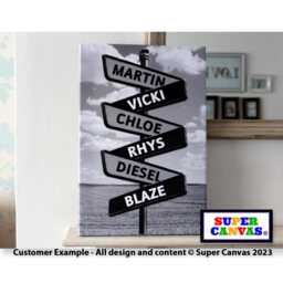 Personalised Family Sign Post Framed Canvas Print Wall Art Street Dad Husband Grandad Fathers Day Birthday Present Gift For Him - thumbnail 4