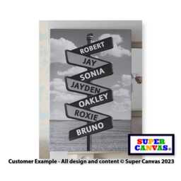 Personalised Family Sign Post Framed Canvas Print Wall Art Street Dad Husband Grandad Fathers Day Birthday Present Gift For Him - thumbnail 2