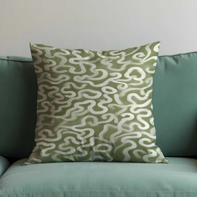 Sage Green Abstract Cushion Cover, Modern Organic Throw Pillowcase, Minimal Sofa Case - image 1
