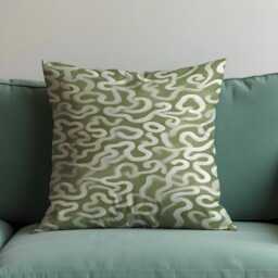 Sage Green Abstract Cushion Cover, Modern Organic Throw Pillowcase, Minimal Sofa Case - thumbnail 1