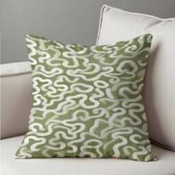 Sage Green Abstract Cushion Cover, Modern Organic Throw Pillowcase, Minimal Sofa Case - thumbnail 4