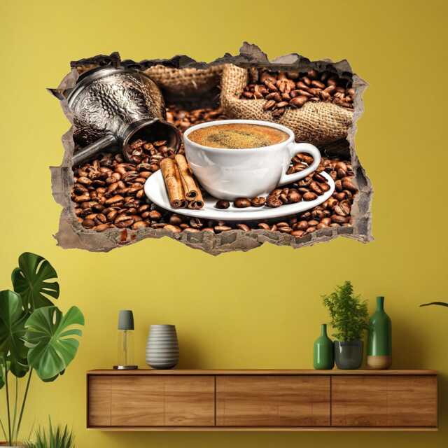Coffee Cup Beans Wall Sticker Mural Decal Poster Print Art Home Office Shop Decor Ad28 - image 1