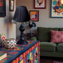 Traditional Pleated Black Lampshade With Lynx Animal Print Ruffle, Made in The UK - Animal Fabric Lamp Shades - thumbnail 3