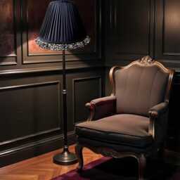 Traditional Pleated Black Lampshade With Lynx Animal Print Ruffle, Made in The UK - Animal Fabric Lamp Shades - thumbnail 2