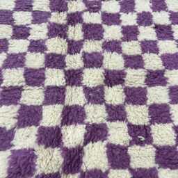 Purple Moroccan Checkered Rug 5x8 - Rugs For Living Room Handmade Area Rugs Wool Berber Beni Ourain Azilal - thumbnail 2