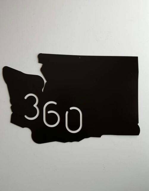Washington State. 360. Area Code. Metal Decor. Home Wall Art. Unique Birthday Or Christmas Gift - image 1