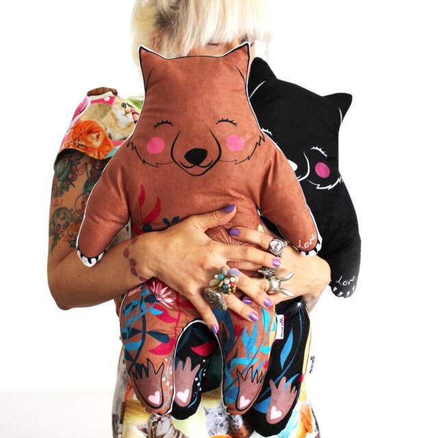 Wombat Diy Kit - Brown Or Black Cushion Softie Plush Floral Throw Pillow Animal Homewares Nursery Decor Illustration - image 1