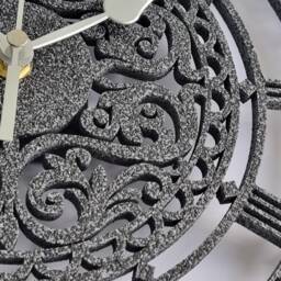 Black Granite Stone Effect Clock Silent Non Ticking Roman Numerals Wall Ornament Gift Textured Large - thumbnail 3