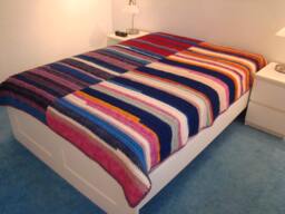 Hand Crochet Wool Bedspread, Colorful Stripe Throw - 220 cm/160 cm