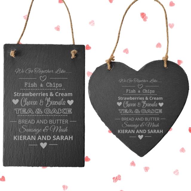 Personalised Hanging Slate Wall Art Decoration Couples Sign - Valentines Gift Wedding Anniversary Birthday Housewarming Christmas - image 1