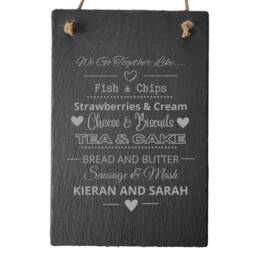 Personalised Hanging Slate Wall Art Decoration Couples Sign - Valentines Gift Wedding Anniversary Birthday Housewarming Christmas - thumbnail 2
