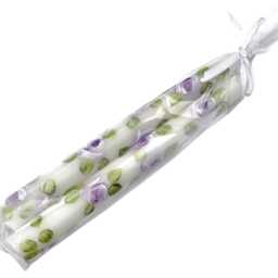 Hand Painted Lavender Rose Short Taper Candles Shabby Chic Floral Decor - thumbnail 3