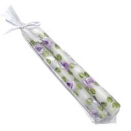 Hand Painted Lavender Rose Short Taper Candles Shabby Chic Floral Decor - thumbnail 4