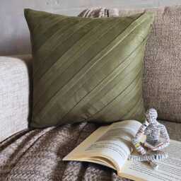 "Faux Suede Olive Green Sofa Pillow Cover 16""x16" - thumbnail 2