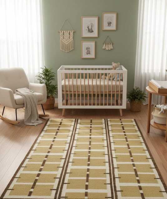 Handmade Scandinavian Kilim Rug, New Zealand Wool, Minimalist Nordic Boho Carpet - image 1
