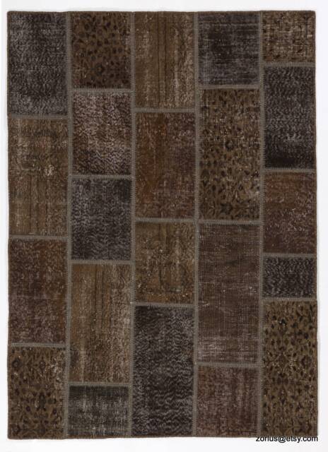 Brown Handmade Turkish Patchwork Rug - image 1