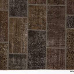 Brown Handmade Turkish Patchwork Rug - thumbnail 3