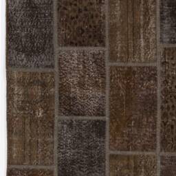 Brown Handmade Turkish Patchwork Rug - thumbnail 4