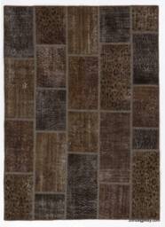 Brown Handmade Turkish Patchwork Rug - thumbnail 1