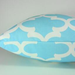 Moroccan Quatrefoil Pillow Cover Mint Blue Cotton Throw Cushion - thumbnail 2