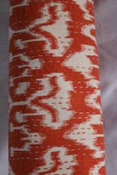 Orange Ikat Kantha Quilt Hand Block Print Cotton Bed Cover - 90x108 Inch
