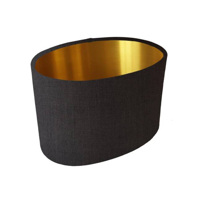 Charcoal Grey Oval Lampshade in Linen With Gold Lining - image 1
