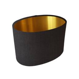 Charcoal Grey Oval Lampshade in Linen With Gold Lining