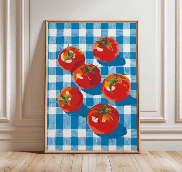 Tomato Kitchen Poster, Red Wall Art Print, Farmhouse Vegetable Decor, Pop Food Illustration, Italian Cooking Dining Room Artwork - image 1