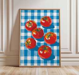Tomato Kitchen Poster, Red Wall Art Print, Farmhouse Vegetable Decor, Pop Food Illustration, Italian Cooking Dining Room Artwork - thumbnail 1