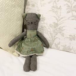 Violet & Pierre Cat Toy. Handmade Toys Dressed in Vintage Cotton Florals Polka Dot Blue. Toys - thumbnail 2