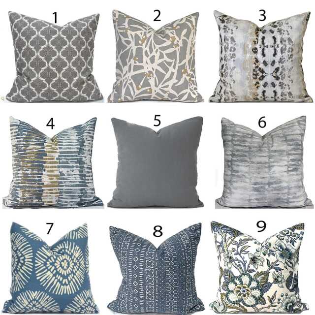 Indoor Pillow Cover With Zippers, Easy To Use & Washable, Pick Your Favorite Shades Of Gray & Blues - image 1