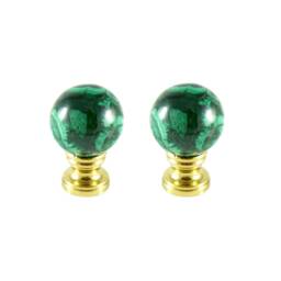 Malachite Lamp Finial Green Ball Lighting Accessory Gemstone Topper Custom Accent Old Money Interior Design Ideas Art Deco Decor - thumbnail 2