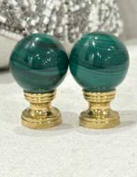 Malachite Lamp Finial Green Ball Lighting Accessory Gemstone Topper Custom Accent Old Money Interior Design Ideas Art Deco Decor