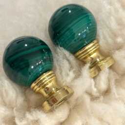 Malachite Lamp Finial Green Ball Lighting Accessory Gemstone Topper Custom Accent Old Money Interior Design Ideas Art Deco Decor - thumbnail 4
