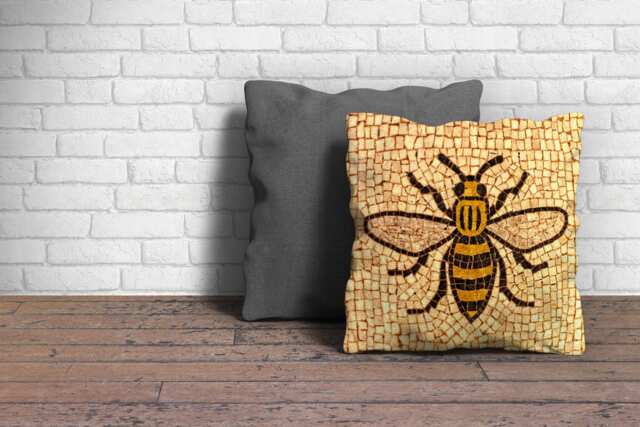 Manchester Bee Cushion Soft Furnishings Cozy Homeware Gift - image 1
