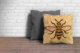 Manchester Bee Cushion Soft Furnishings Cozy Homeware Gift - thumbnail 1