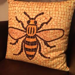 Manchester Bee Cushion Soft Furnishings Cozy Homeware Gift - thumbnail 2