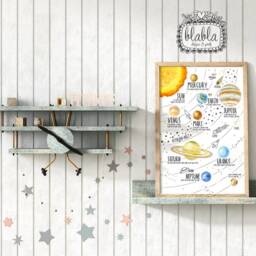 Solar System Print For Kids, Kids Planet Poster, Watercolour Space Boys Room Print, Decor - thumbnail 3