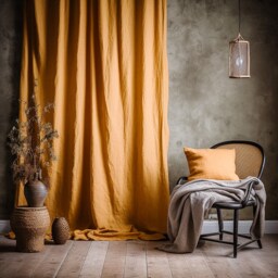 Linen Blackout Curtain, Rod Pocket, Farmhouse Bedroom Curtains - thumbnail 2