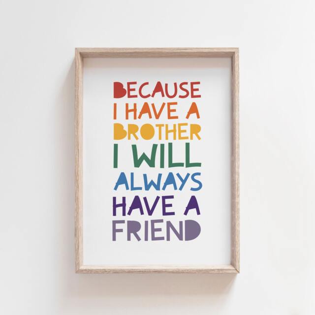 Brother Best Friends Print, Colourful Playroom Prints, Big Bro, Lil Boys Nursery Bedroom Wall Art, Twin Decor - image 1