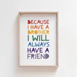 Brother Best Friends Print, Colourful Playroom Prints, Big Bro, Lil Boys Nursery Bedroom Wall Art, Twin Decor - thumbnail 1
