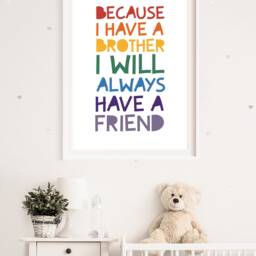 Brother Best Friends Print, Colourful Playroom Prints, Big Bro, Lil Boys Nursery Bedroom Wall Art, Twin Decor - thumbnail 3