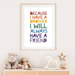 Brother Best Friends Print, Colourful Playroom Prints, Big Bro, Lil Boys Nursery Bedroom Wall Art, Twin Decor - thumbnail 2