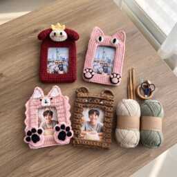 Custom Animal Crochet Photo Frame, Handmade Picture Display, Personalized Keepsake, Cute Home Decor Gift - thumbnail 4
