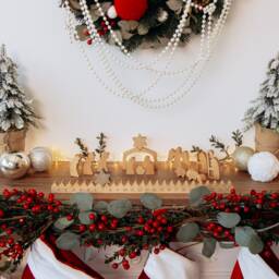 Reusable Advent Calendar With Nativity Scene Set. Holiday Fireplace Decor. Christmas Accents. Wooden Decoration. Countdown - thumbnail 1